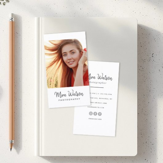 Chic Modern Script Typography Simple Photografe Visitekaartje