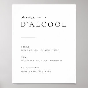 Chic Modern Script Weddenbar Menu Sign Frans Poster