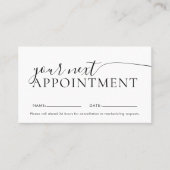 Chic Modern Script White Appointcard Afsprakenkaartje (Voorkant)