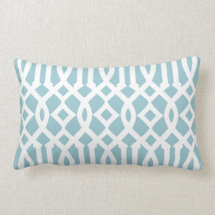 Chic Modern Sky Blauw en Wit Trellis Patroon Kussen