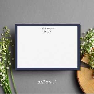 Chic Modern Small Denim Blue Correspondentie Notitiekaartje