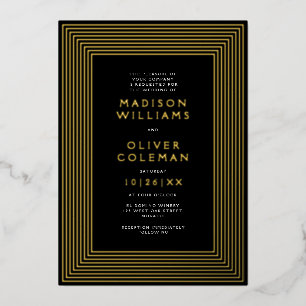 Chic Modern Striped Lijst Wedding REAL Folie Uitnodiging