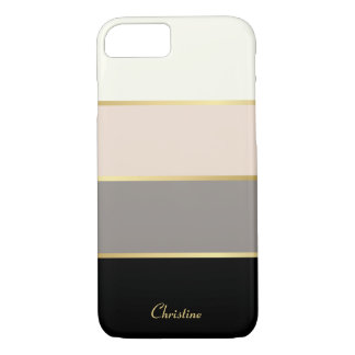 Chic modern Stripes Patroon met naam iPhone 8/7 Hoesje