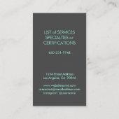 Chic Modern Turquoise Square Monogram Elegant Visitekaartje (Achterkant)