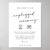 Chic Modern Unplugged Ceremony Wedding Sign Poster (Voorkant)