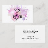 chic modern waterverf haarstylist visitekaartje (Voorkant / Achterkant)