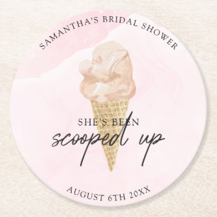 Chic Modern Waterverf Ice Cream Vrijgezellenfeest Ronde Kartonnen Onderzetter