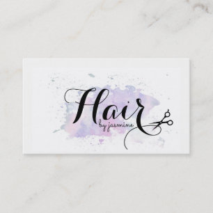 chic modern waterverf kalligraphy hairstylist visitekaartje
