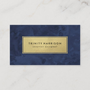 Chic Modern Waterverf   Navy Blue en Gold Visitekaartje