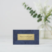 Chic Modern Waterverf | Navy Blue en Gold Visitekaartje (Staand voorkant)