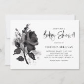 Chic Modern Waterverf zwart Roos Baby shower Kaart (Voorkant)