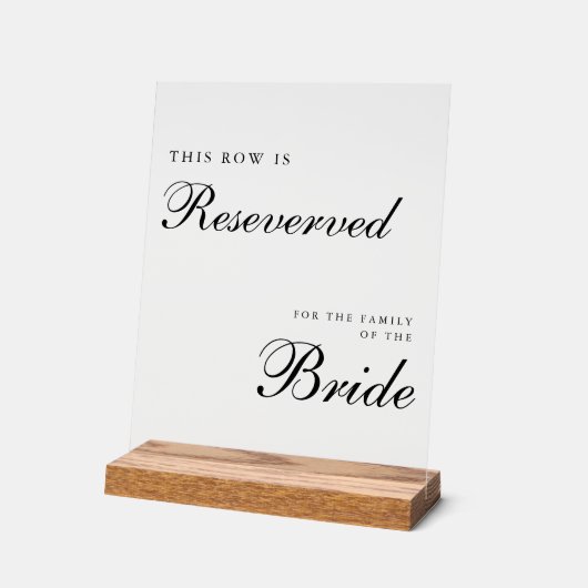 Chic Modern Wedding Reserved Sign (Angle)