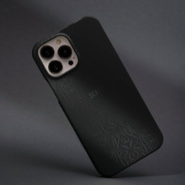 Chic Modern Zwart Grijs Mannelijke Naam Custom iPhone 16 Pro Hoesje