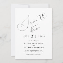 Chic Modern Zwart-wit bruiloft Save The Date