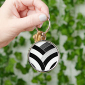 chic modern zwart-wit gebogen chevron sleutelhanger (Hand)