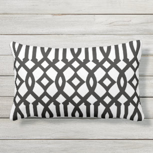 Chic Modern zwart-wit trellis patroon Buitenkussen