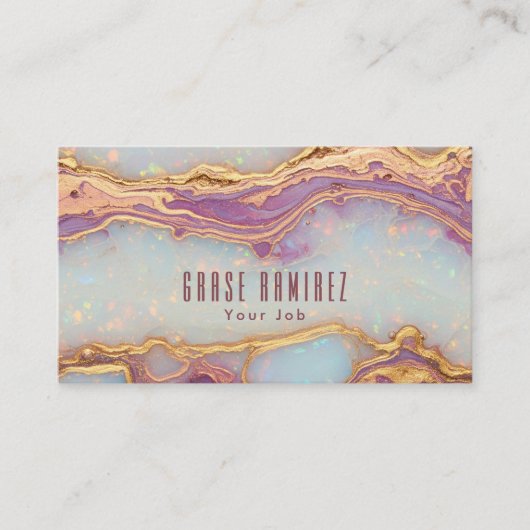 Chic moderne | Carte de visite rose Gold Opal (Devant)