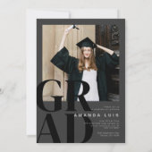 Chic Moderne Foto Houtskool Afstuderen Kaart (Achterkant)