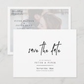 Chic+Moderne handtekening script, Save the Date Briefkaart (Voorkant / Achterkant)