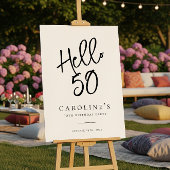 Chic moderne "Hello 50" Affiche de bienvenue de fê
