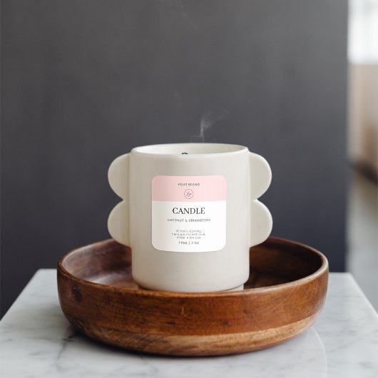 Chic moderne Logo Blush Pink Candle Étiquette prod