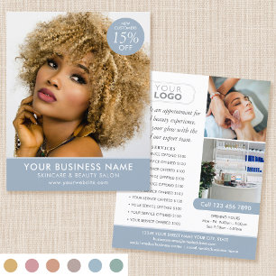 Chic Moderne Make-up Schoonheidssalon Blauw Bedrij Flyer