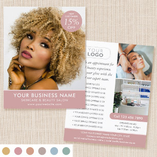 Chic Moderne Make-up Schoonheidssalon Roze Bedrijf Flyer