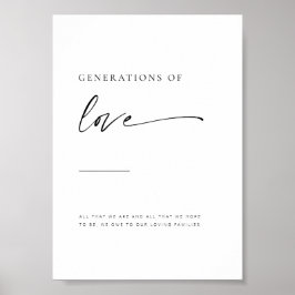 Chic + Moderne Manuscript Generations of Love Sign Poster
