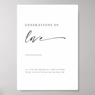 Chic + Moderne Manuscript Generations of Love Sign Poster