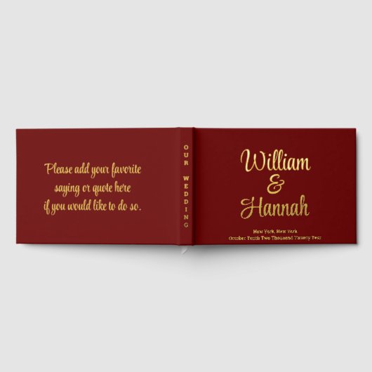 Chic moderne Mariage Bourgogne Gold Foil Hardcover (Complet)