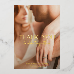 Chic moderne Mariage Carte de remerciements Foil