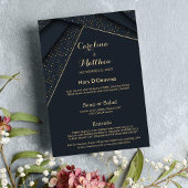 Chic moderne marine bleu or luxe Mariage Menu