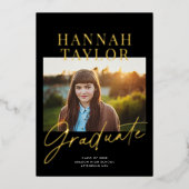 Chic moderne Photo Foil Faire-part de graduation (Recto)