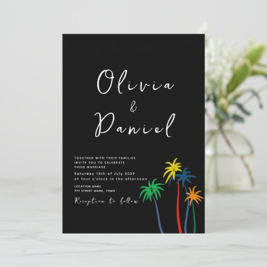 Chic Moderne Plage Mariage Invitation (Debout devant)