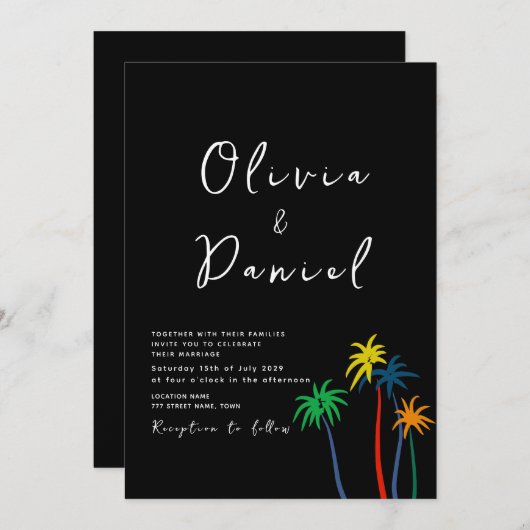 Chic Moderne Plage Mariage Invitation (Devant / Derrière)