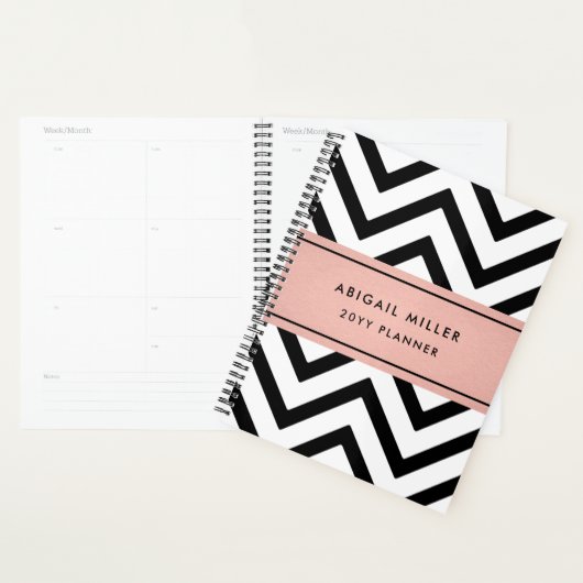 Chic moderne rose, noir et blanc Motif Chevron (Devant avec enveloppe)