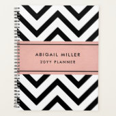 Chic moderne rose, noir et blanc Motif Chevron (Devant)