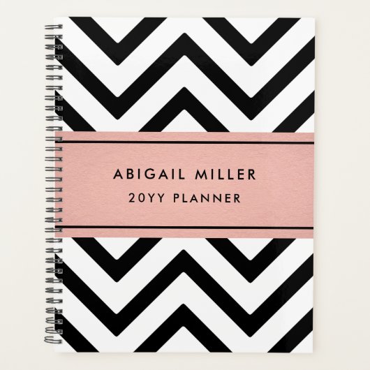 Chic moderne rose, noir et blanc Motif Chevron (Devant)