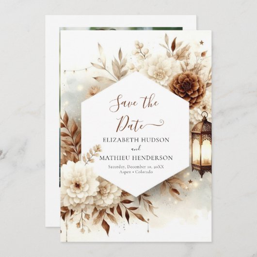 Chic moderne rustieke bruiloft save the date (Voorkant / Achterkant)