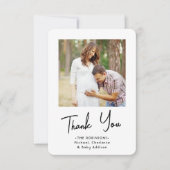 Chic moderne Script 2 Baby shower photo Merci (Devant)