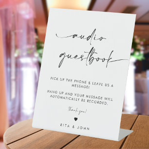 Chic Moderne Trouwtelefoon Audio Guestbook Reclamebord Met Voetstuk