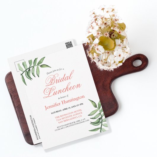 Chic moderne verdure nuptiale Luncheon invitation