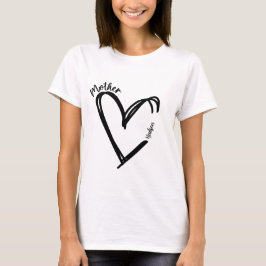 Chic Moederdag hart met 1 kind naam T-shirt