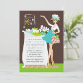 Chic Mom Crib Baby Boy Shower Invitation (Debout devant)