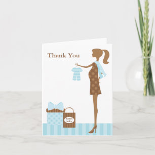 Chic Mom to be Boy Baby shower Dank je wel Bedankkaart
