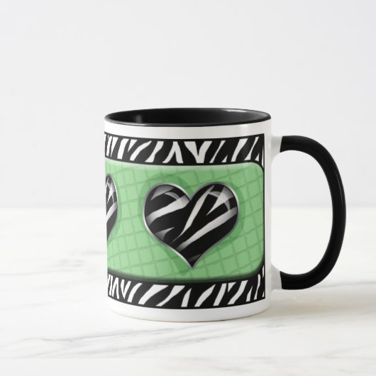 Chic Mon Coeur Vert Zèbre Imprimer Mug (Droite)