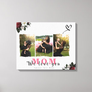Chic Monogram 3 Foto Collage Moederfamilie Canvas Afdruk