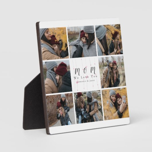 Chic Monogram Aangepaste foto's Collage Moedervrie Fotoplaat (Voorkant)