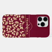 Chic Monogram Aangepaste naam laat Daisies Burgund iPhone Hoesje (Achterkant horizontaal)