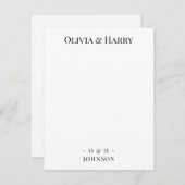 Chic Monogram Black White Wedding Note Card Notitiekaartje (Voorkant / Achterkant)